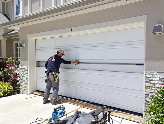 Hanson Garage Door Repair team performing complete garage door replacement at Hanson residence