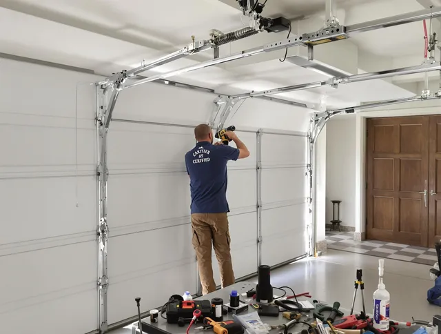 Hanson Garage Door Repair certified technician performing precision garage door repair in Hanson