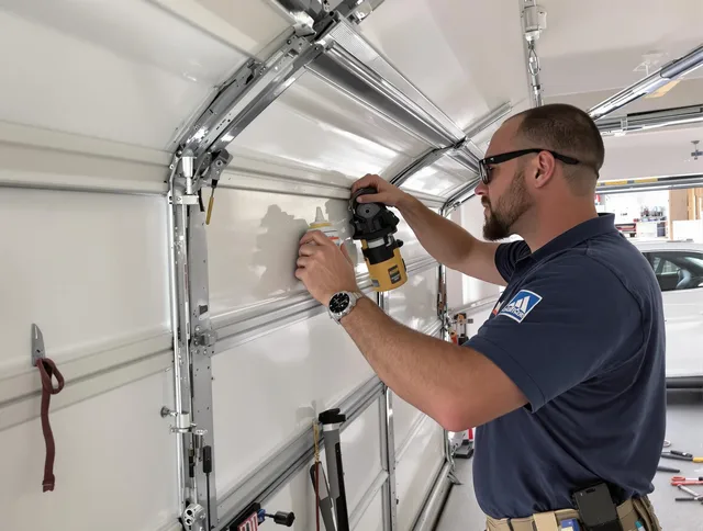 Hanson Garage Door Repair technician quieting a noisy garage door in Hanson