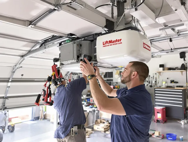 Hanson Garage Door Repair technician performing advanced diagnostics on garage opener in Hanson