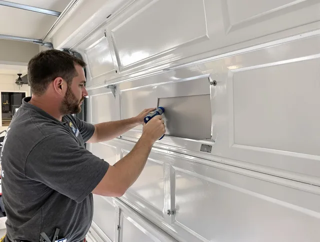 Garage door panel repair by Hanson Garage Door Repair in Hanson